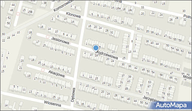 Karwiany, Modrzewiowa, 14, mapa Karwiany