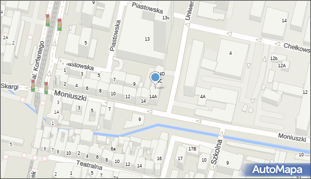 Katowice, Moniuszki Stanisława, 14B, mapa Katowic