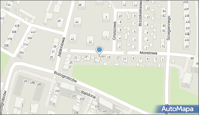 Katowice, Morelowa, 17A, mapa Katowic