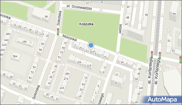 Katowice, Morcinka Gustawa, 11, mapa Katowic