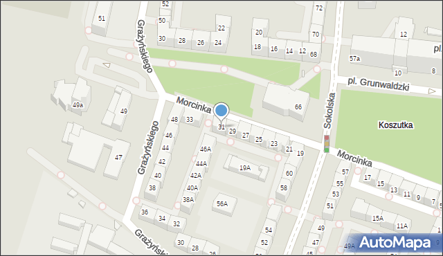 Katowice, Morcinka Gustawa, 31, mapa Katowic