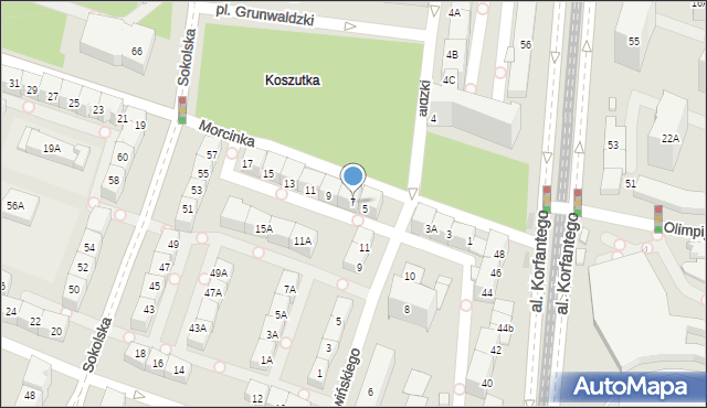 Katowice, Morcinka Gustawa, 7, mapa Katowic