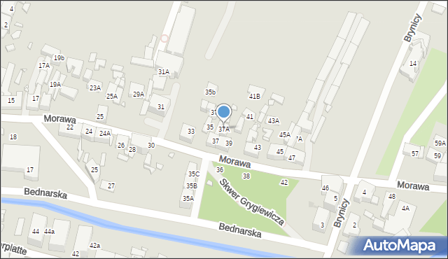 Katowice, Morawa, 37A, mapa Katowic