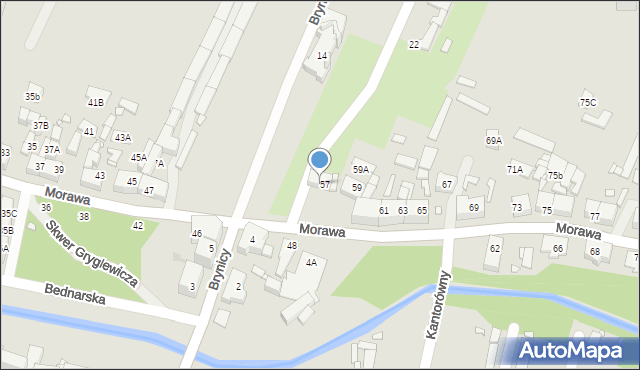 Katowice, Morawa, 57A, mapa Katowic