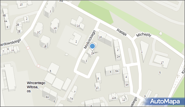 Katowice, Mościckiego Ignacego, 1A, mapa Katowic