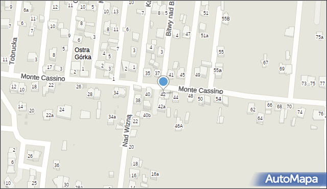 Kielce, Monte Cassino, 42, mapa Kielc