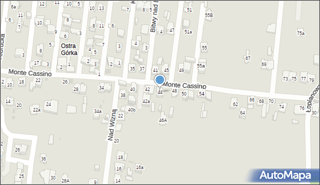 Kielce, Monte Cassino, 44, mapa Kielc