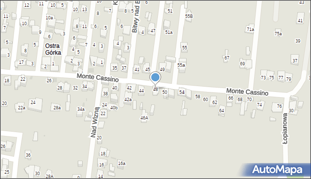 Kielce, Monte Cassino, 48, mapa Kielc