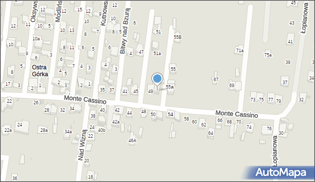 Kielce, Monte Cassino, 53, mapa Kielc