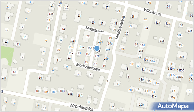 Kiełczów, Modrzewiowa, 17b, mapa Kiełczów