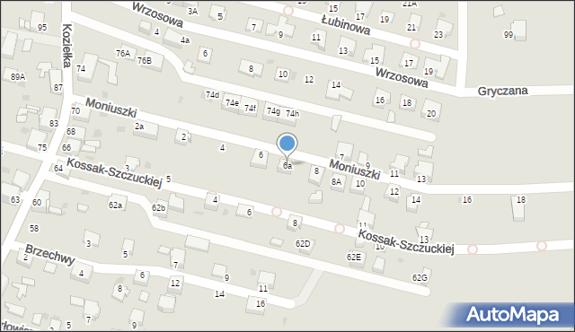 Knurów, Moniuszki Stanisława, 6a, mapa Knurów