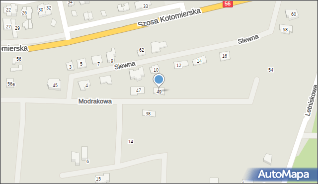 Koronowo, Modrakowa, 49, mapa Koronowo