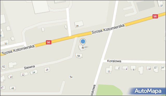 Koronowo, Modrakowa, 60, mapa Koronowo