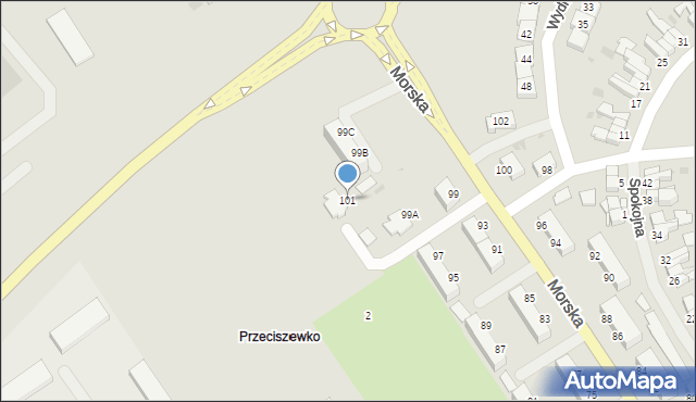 Koszalin, Morska, 101, mapa Koszalina