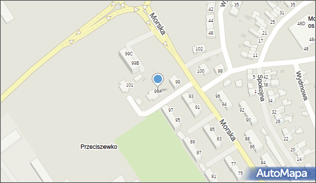 Koszalin, Morska, 99A, mapa Koszalina