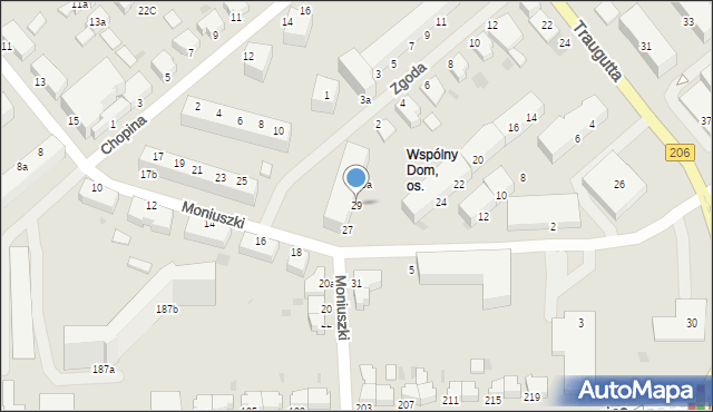 Koszalin, Moniuszki Stanisława, 29, mapa Koszalina