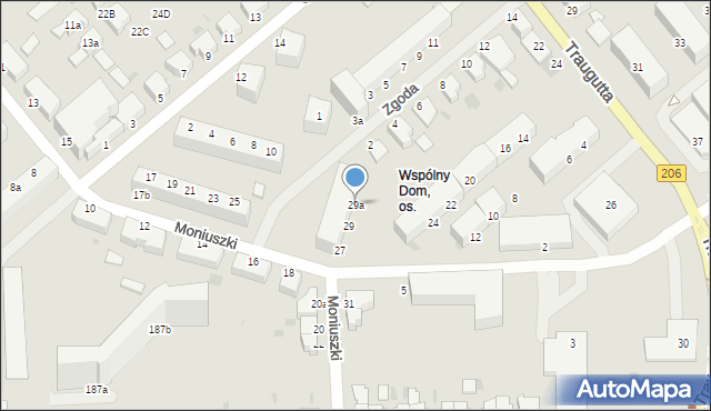 Koszalin, Moniuszki Stanisława, 29a, mapa Koszalina