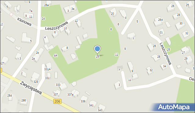 Koszalin, Modrzewiowa, 15, mapa Koszalina