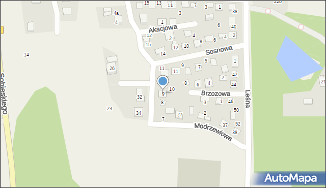 Koszęcin, Modrzewiowa, 9, mapa Koszęcin