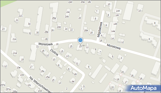 Kraków, Morelowa, 13, mapa Krakowa