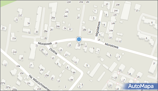 Kraków, Morelowa, 13, mapa Krakowa