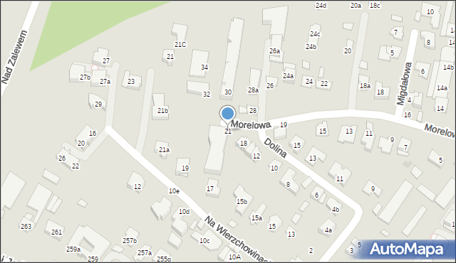 Kraków, Morelowa, 21, mapa Krakowa