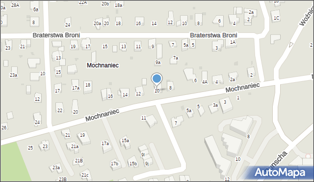Kraków, Mochnaniec, 10, mapa Krakowa