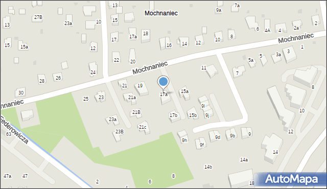 Kraków, Mochnaniec, 17a, mapa Krakowa