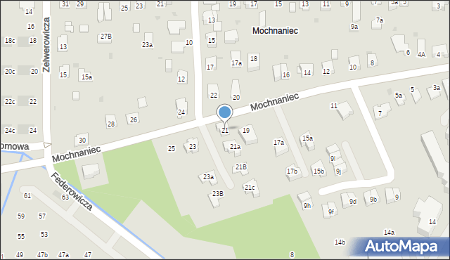 Kraków, Mochnaniec, 21, mapa Krakowa