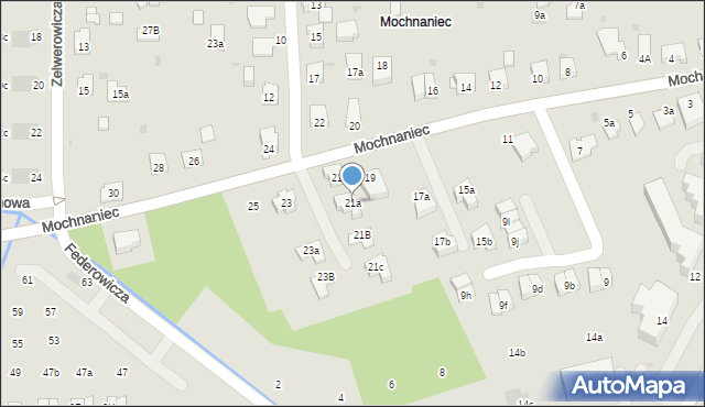 Kraków, Mochnaniec, 21a, mapa Krakowa