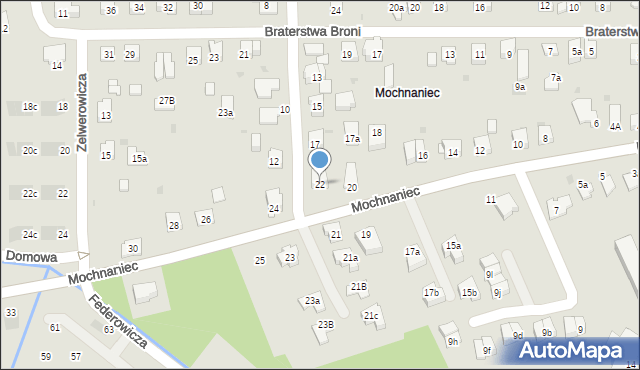 Kraków, Mochnaniec, 22, mapa Krakowa