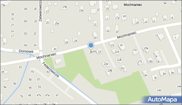 Kraków, Mochnaniec, 25, mapa Krakowa