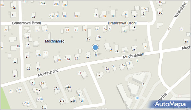 Kraków, Mochnaniec, 8, mapa Krakowa