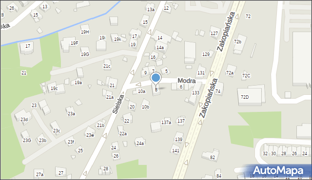 Kraków, Modra, 8, mapa Krakowa