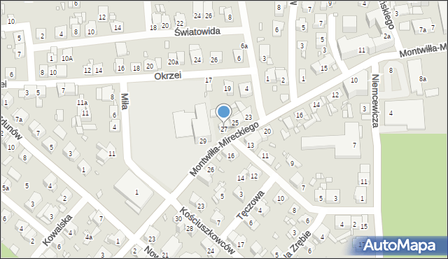 Kraków, Montwiłła-Mireckiego Józefa, 27, mapa Krakowa