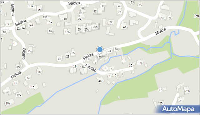 Kraków, Mokra, 20, mapa Krakowa