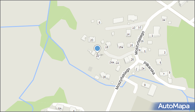 Kraków, Moszyńskiego Kazimierza, 22, mapa Krakowa