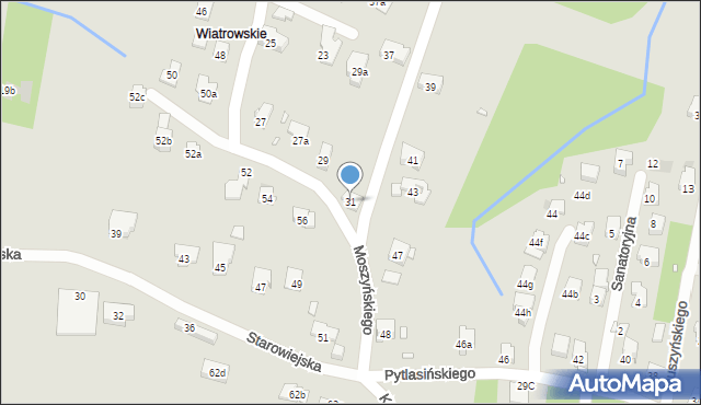 Kraków, Moszyńskiego Kazimierza, 31, mapa Krakowa