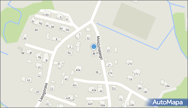 Kraków, Moszyńskiego Kazimierza, 36, mapa Krakowa