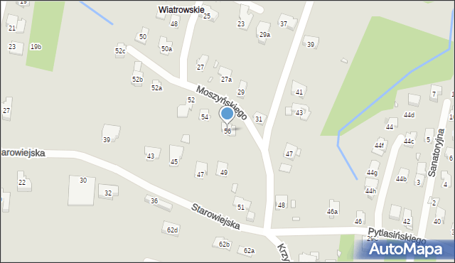 Kraków, Moszyńskiego Kazimierza, 56, mapa Krakowa