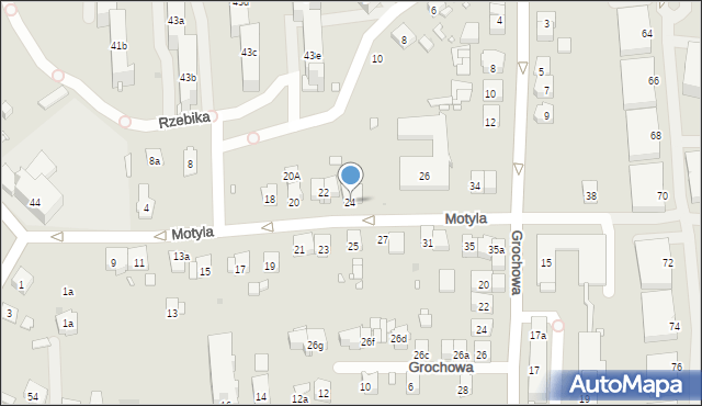 Kraków, Motyla, 24, mapa Krakowa