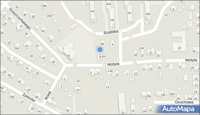 Kraków, Motyla, 4, mapa Krakowa