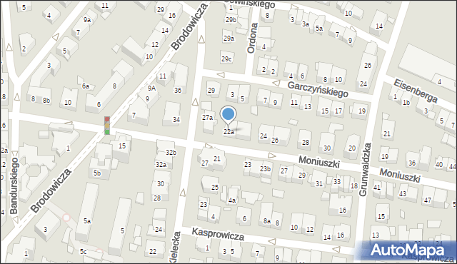 Kraków, Moniuszki Stanisława, 22a, mapa Krakowa