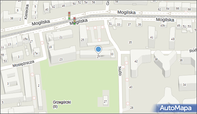 Kraków, Mogilska, 27, mapa Krakowa