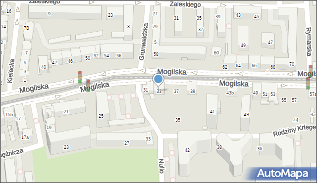 Kraków, Mogilska, 33, mapa Krakowa