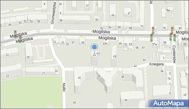 Kraków, Mogilska, 41, mapa Krakowa