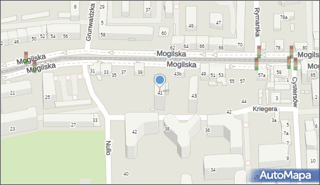 Kraków, Mogilska, 41, mapa Krakowa