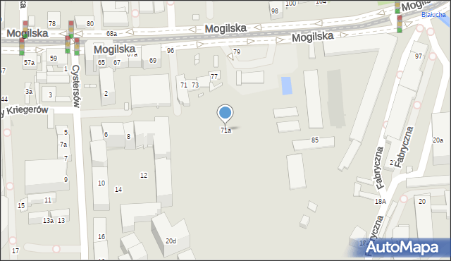 Kraków, Mogilska, 71a, mapa Krakowa