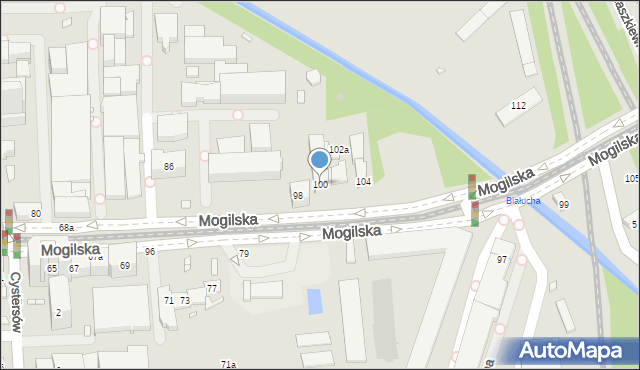 Kraków, Mogilska, 100, mapa Krakowa