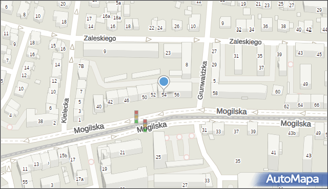 Kraków, Mogilska, 54, mapa Krakowa